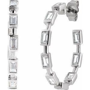 14K White Gold 1 1/4 CTW Lab-Grown Diamond 24.5 mm Hoop Earrings