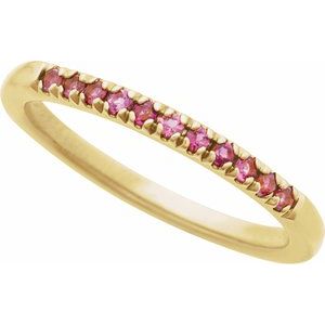 14K Yellow Gold Natural Pink Tourmaline Stackable Ring