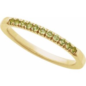 10K Yellow Gold Natural Peridot Stackable Ring