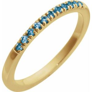 10K Yellow Gold Natural London Blue Topaz Stackable Ring