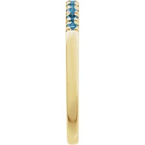 14K Yellow Gold Natural London Blue Topaz Stackable Ring