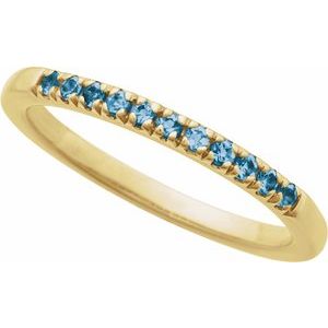 10K Yellow Gold Natural London Blue Topaz Stackable Ring