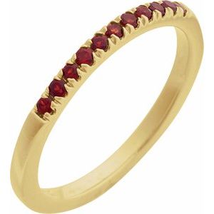 10K Yellow Gold Natural Mozambique Garnet Stackable Ring