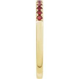 10K Yellow Gold Natural Mozambique Garnet Stackable Ring