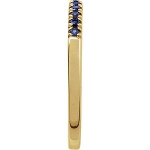 10K Yellow Gold Natural Blue Sapphire Stackable Ring