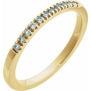 10K Yellow Gold Natural Aquamarine Stackable Ring