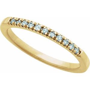 14K Yellow Gold Natural Aquamarine Stackable Ring