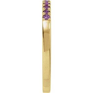 10K Yellow Gold Natural Amethyst Stackable Ring
