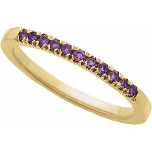 10K Yellow Gold Natural Amethyst Stackable Ring