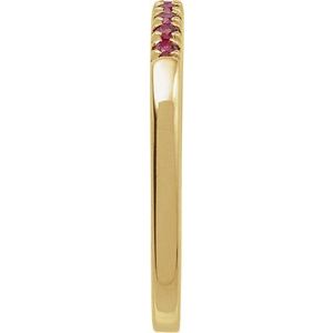 14K Yellow Gold Lab-Grown Ruby Stackable Ring