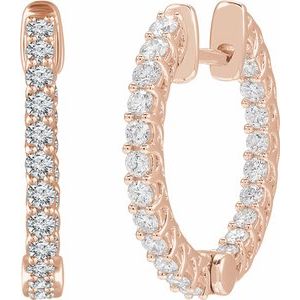 14K Rose Gold 1 CTW Natural Diamond Inside-Outside 20.1 mm Hoop Earrings