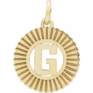 10K Yellow Gold Initial G Sunburst Pendant