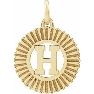 14K Yellow Gold Initial H Sunburst Pendant