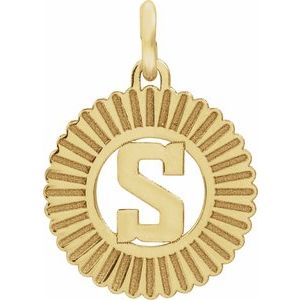14K Yellow Gold Initial S Sunburst Pendant