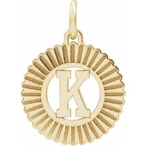 10K Yellow Gold Initial K Sunburst Pendant