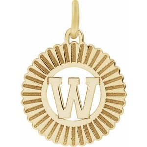10K Yellow Gold Initial W Sunburst Pendant