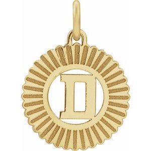 10K Yellow Gold Initial D Sunburst Pendant