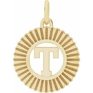 14K Yellow Gold-Plated Sterling Silver Initial T Sunburst Pendant
