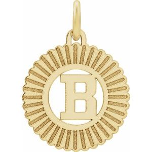 10K Yellow Gold Initial B Sunburst Pendant