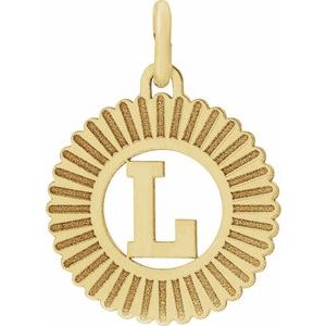 14K Yellow Gold-Plated Sterling Silver Initial L Sunburst Pendant