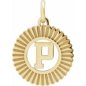 10K Yellow Gold Initial P Sunburst Pendant