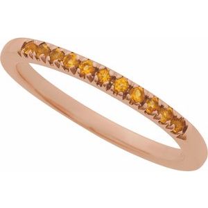 10K Rose Gold Natural Citrine Stackable Ring