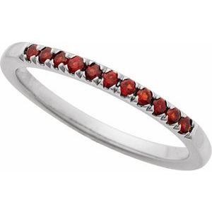 14K White Gold Natural Mozambique Garnet Stackable Ring