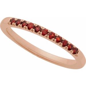 10K Rose Gold Natural Mozambique Garnet Stackable Ring