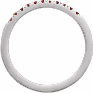 14K White Gold Natural Mozambique Garnet Stackable Ring