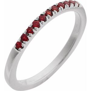 Sterling Silver Natural Mozambique Garnet Stackable Ring