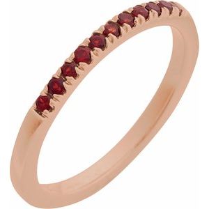 10K Rose Gold Natural Mozambique Garnet Stackable Ring