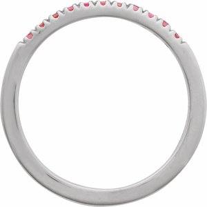 10K White Gold Natural Pink Tourmaline Stackable Ring
