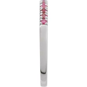 14K White Gold Natural Pink Tourmaline Stackable Ring