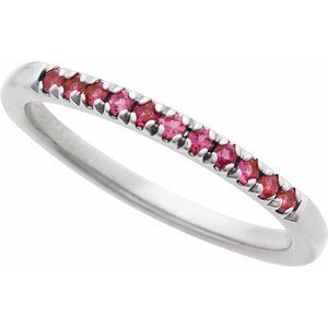 Sterling Silver Natural Pink Tourmaline Stackable Ring