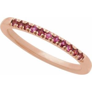 14K Rose Gold Natural Pink Tourmaline Stackable Ring
