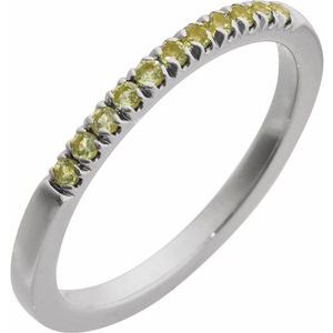 14K White Gold Natural Peridot Stackable Ring