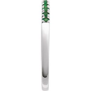 14K White Gold Natural Emerald Stackable Ring