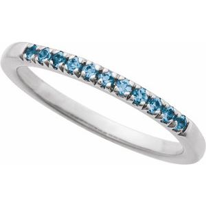 14K White Gold Natural London Blue Topaz Stackable Ring