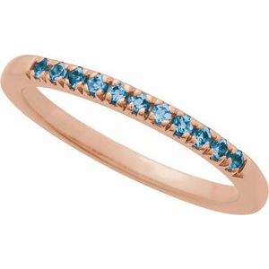 14K Rose Gold Natural London Blue Topaz Stackable Ring