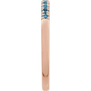 10K Rose Gold Natural London Blue Topaz Stackable Ring