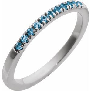 10K White Gold Natural London Blue Topaz Stackable Ring