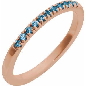 14K Rose Gold Natural London Blue Topaz Stackable Ring