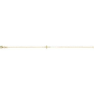 14K Yellow Gold Sideways Cross 7" Bracelet