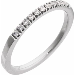 10K White Gold Natural Diamond Stackable Ring