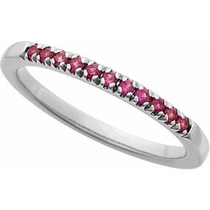 14K White Gold Lab-Grown Ruby Stackable Ring