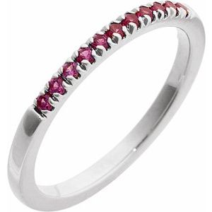 14K White Gold Lab-Grown Ruby Stackable Ring