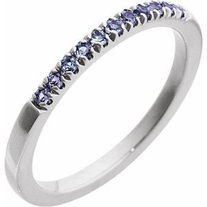 10K White Gold Natural Alexandrite Stackable Ring