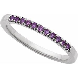 14K White Gold Natural Amethyst Stackable Ring