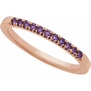 14K Rose Gold Natural Amethyst Stackable Rin