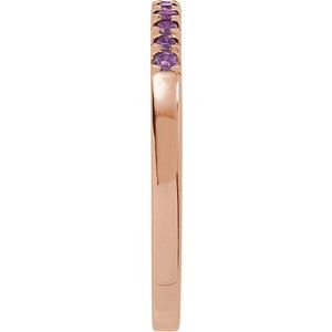 14K Rose Gold Natural Amethyst Stackable Rin